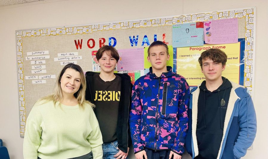 Ms Lena Chikal, Denys-10th grade
Kolesnyk, Ivan (Vanya)-11th grade, and Gavrylov, Grygorii- 9th grade