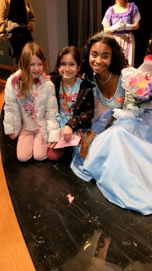 Amaii Tate who plays Cinderella enjoys a moment with Emma Calle (daughter of Ms Callie)