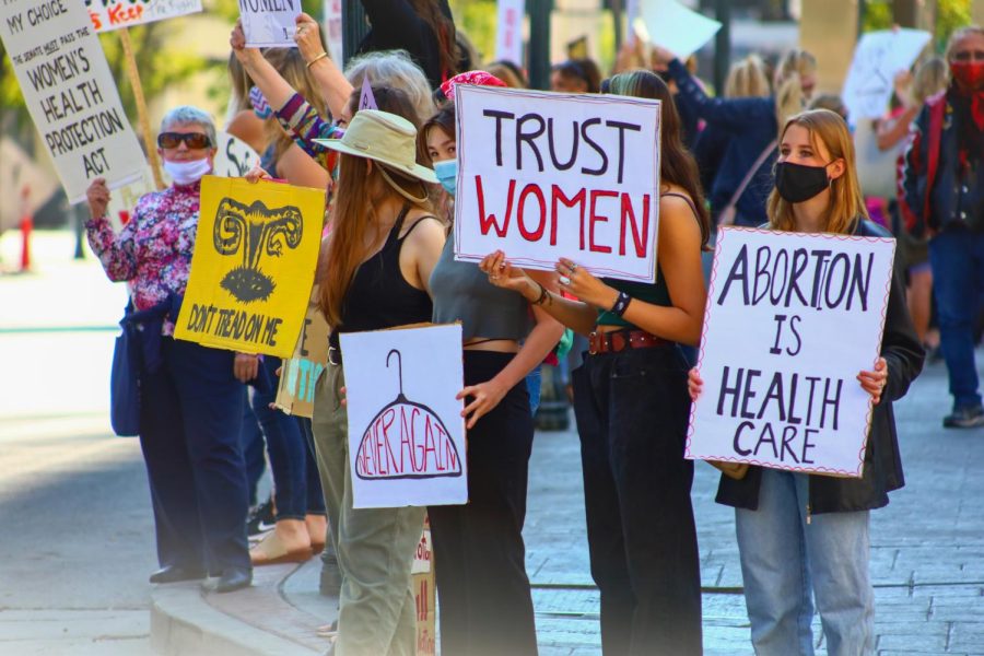 Pro-choice women protest for abortion rights in Reno, Nevada.