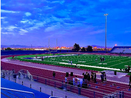  The Strip sparkles from a distance as the sun sets for Sierra Vistas seniors.