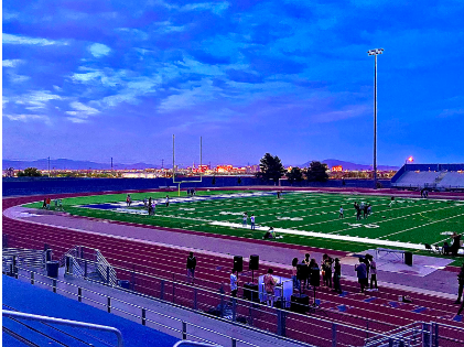  The Strip sparkles from a distance as the sun sets for Sierra Vista's seniors.