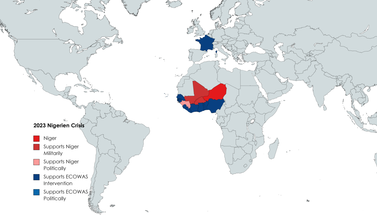 Geopolitical Turmoil. Map depicting all of the belligerents of the 2023 Nigerien Crisis. (Creative Commons License)