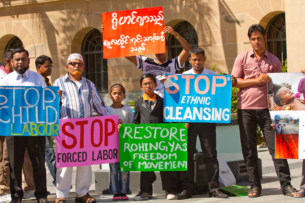 Ethnic Rohingyas protesting Myanmars military junta at the 2014 G20 in Brisbane, Australia 
