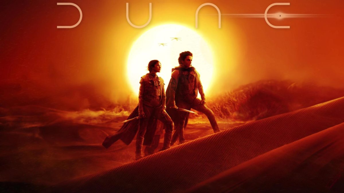 Dune promotional photo featuring stars Zendaya and Timothy Chalamet