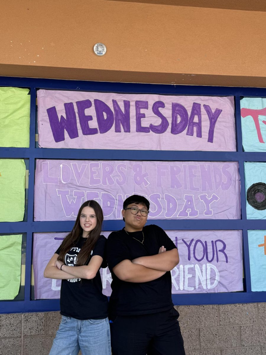 Madalyn Reiter(11) and Alijah Santiago(11) matching outfits for Lovers and Friends Wednesday.