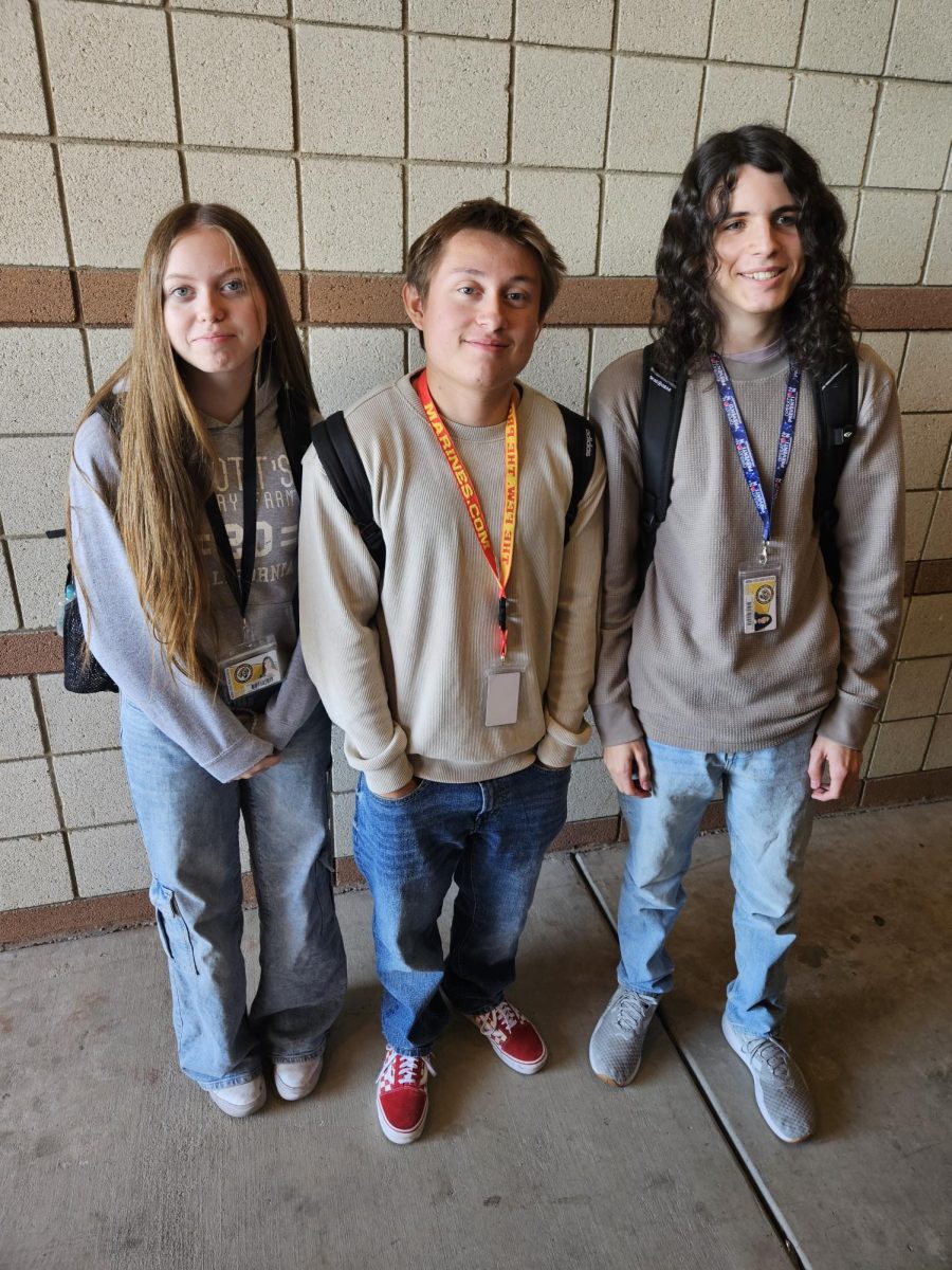 My New Character. Jacqueline Grote, Victor Fulcher, and Nash Anderson all dressed up as My New Character for twin day. (09/25/2024)