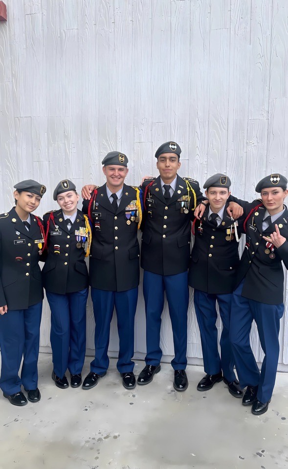 Building leaders, fostering teamwork, and embracing discipline-- Sierra Vista High School's JROTC shapes the future one cadet at a time. Cadets Kaia Santos (12), Jacqueline Grote (12), Carson Rose (12), Niko Monto (12), Issac Henry (12), And Aryn Crooks (12) proudly demonstrates JROTC excellence.