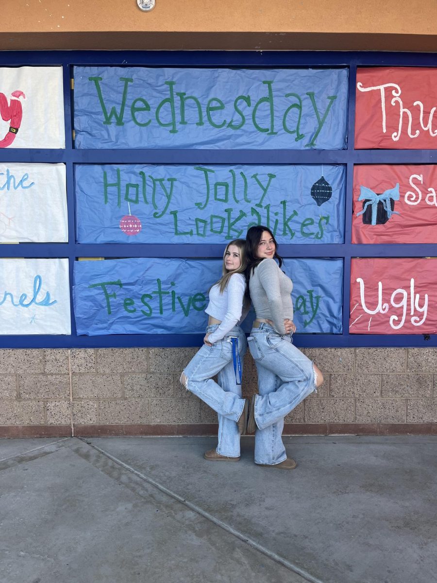 Sophomore class vice president, Korina Noble, and president, Lauren Grobl, show off their school spirit on Wednesday, December fourth, twin day.