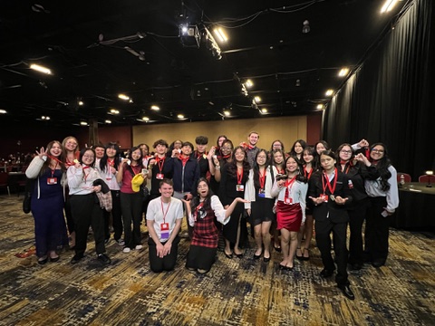 Sierra Vista High School's FCCLA chapter celebrates after receiving awards for each student's competition. Photo Credit: Ms. Galloway