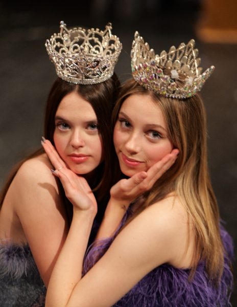 MR. MOUNTAIN LION PAGEANT- On April 17, during Vista's 21st annual Mr. Mountain Lion competition, Madilyn Reiter (11) and Kaya Holland (11) dressed as royalty to celebrate the occasion. Students would compete for the title 'Mr. Mountain Lion' during this competition, while simultaneously raising funds for the Gwendolyn Strong Foundation.