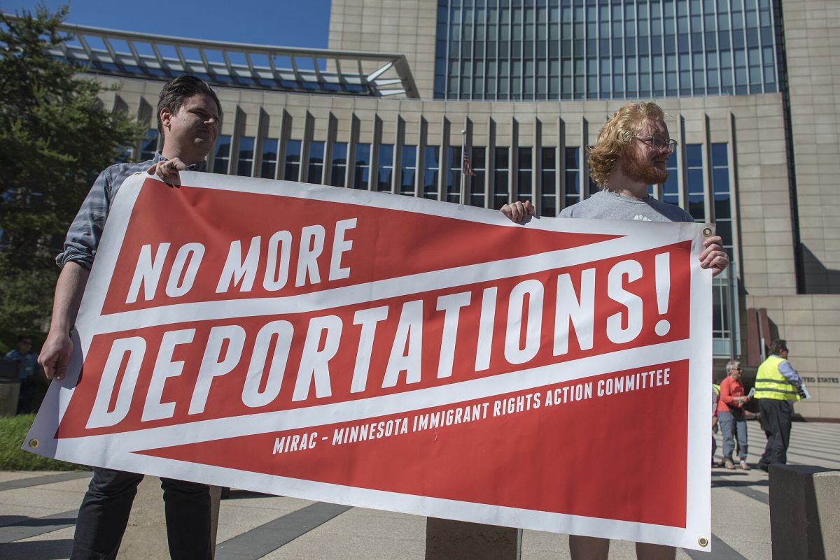 Advocates gather during a public demonstration addressing U.S. immigration policy. https://commons.wikimedia.org/wiki/File:No_more_deportations_%2834909607441%29.jpg