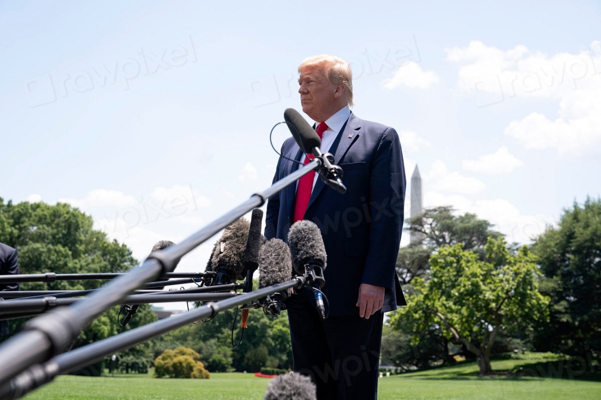 
President Donald Trump, departing the white house, September 5th, signed the executive order to rename the Department of Defense to the Department of War. https://www.rawpixel.com/image/4050989/president-trump-departs-the-white-house