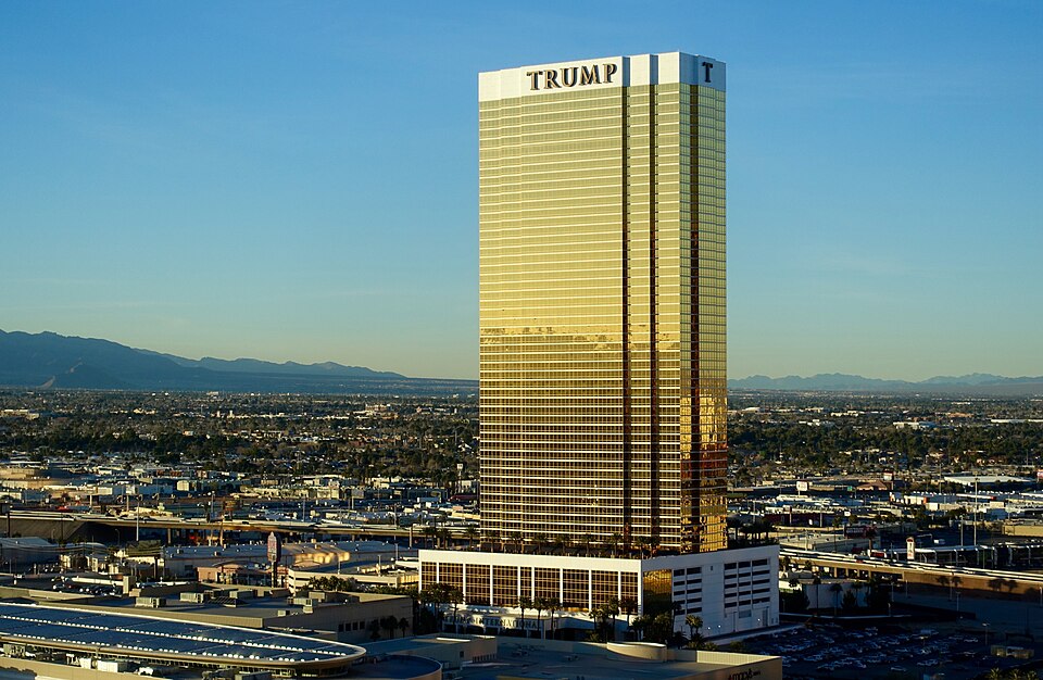 The Trump International Hotel, located on the Las Vegas Strip, on January 6, 2017. The building received no damage from the Cybertruck explosion on New Year's Day. (uploaded to Wikimedia by Steve Jurvetson under CC by 2.0 https://commons.wikimedia.org/wiki/File:Trump_International_Hotel_Las_Vegas.jpg